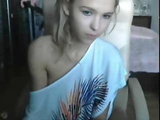 Cute blonde Natasha is on her webcam and does a little striptease
