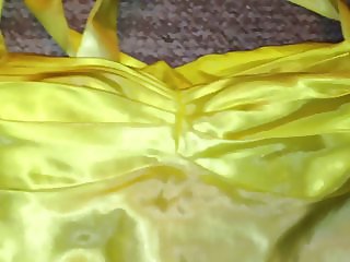 Yellow &amp; White Ombre Satin Homecoming Dress 2