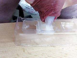 Producing one more sperm cube for my cum collection