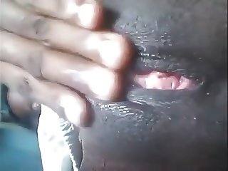 Gorgeous Black Girl records her wet snatch