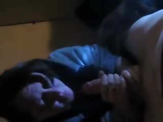 Deepthroat blowjob from a sexy bitch of a brunette with a big dick to work