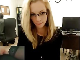 Blonde secretary shows at work.mp4