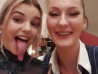 2 girls with one big tongue