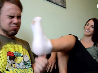 'mean sister punishment - czechsoles clip (smelly feet, socks foot fetish)'