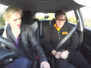 'Fake Driving School Blonde sister Loves A real Backseat rough fuck cum on face'