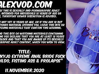 Hotkinkyjo extreme anal bride fucking huge dildo & fisting