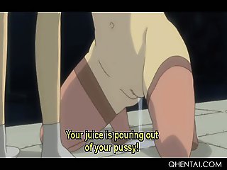 Lustful teen hentai girl masturbates pussy in the toilet