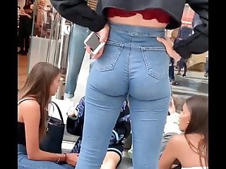 UK teen chav arse in jeans wedgie